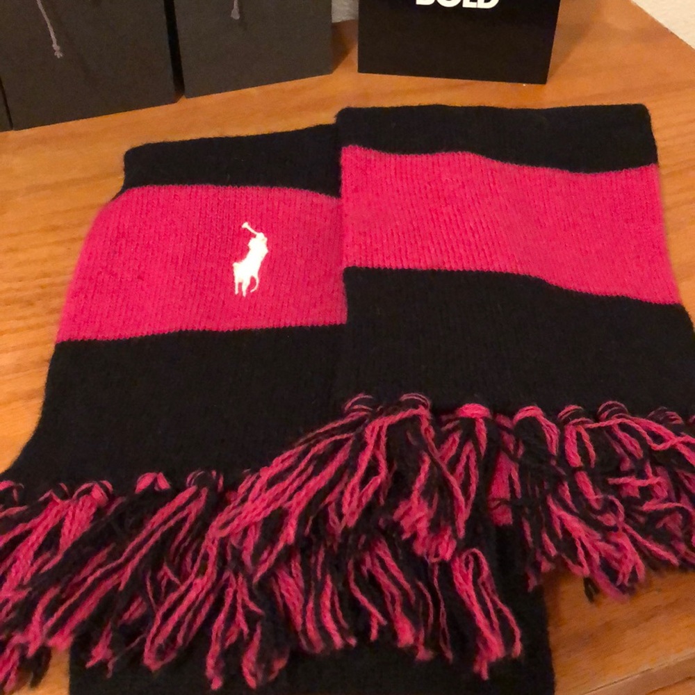 Ralph Lauren pink and black striped scarf